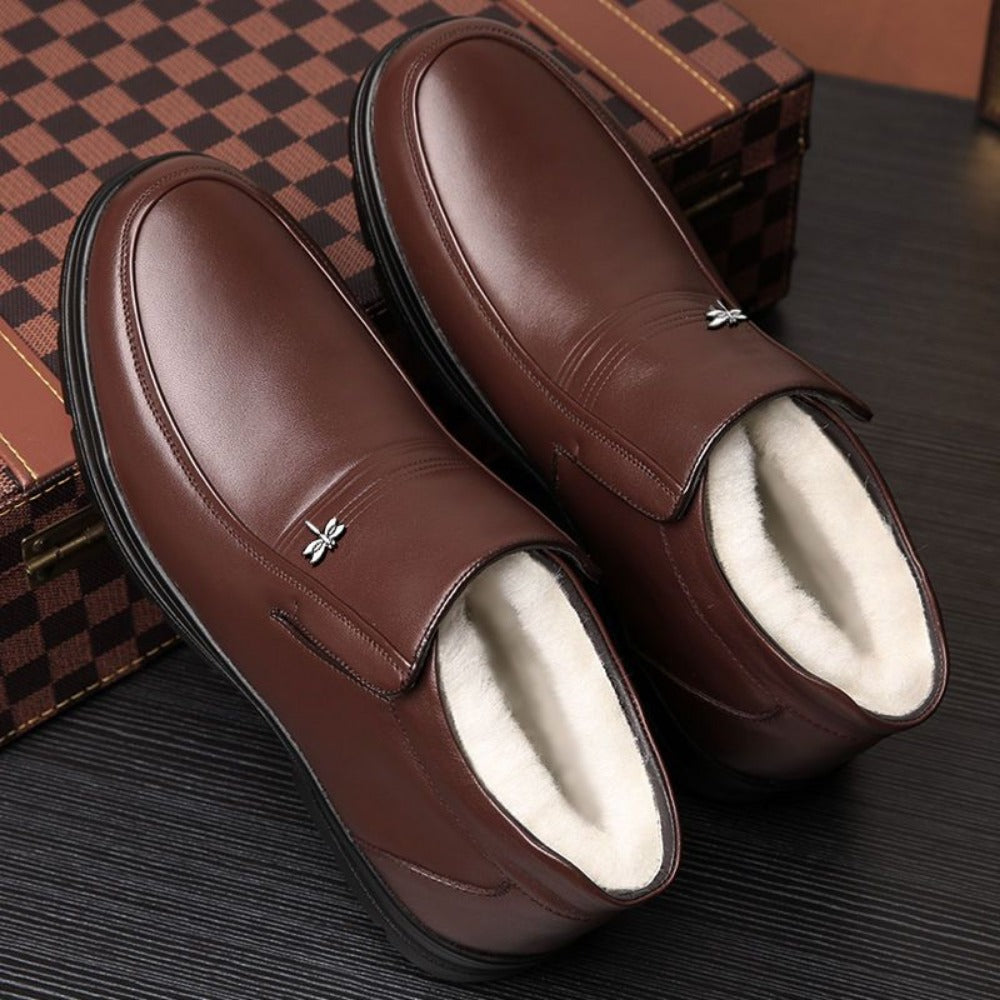 Leather Fleece Lined Winter Boots for Men - Serena
