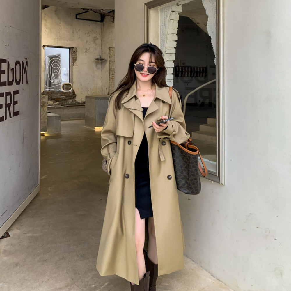 Long Double Breasted Trench Coat for Women - Floriana