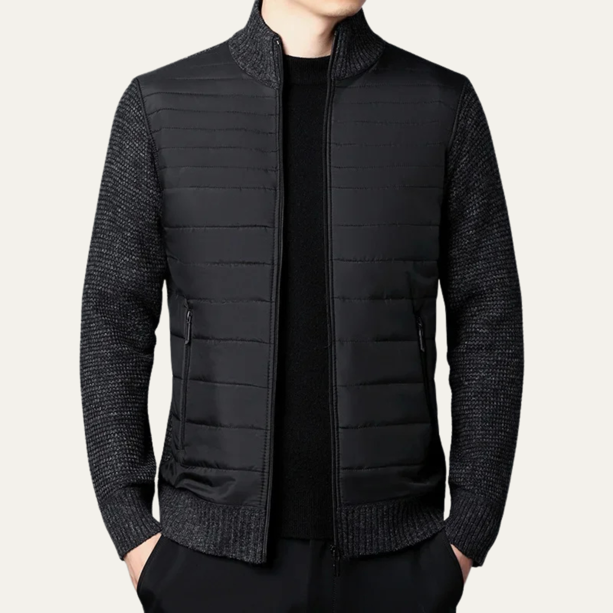 Men's Quilted Knit Jacket | Zip Up