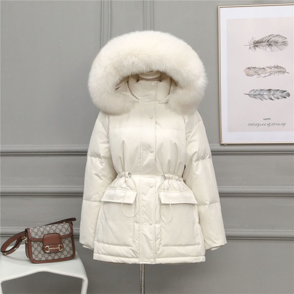 Puffer Jacket with Fur Hood for Women - Loredana