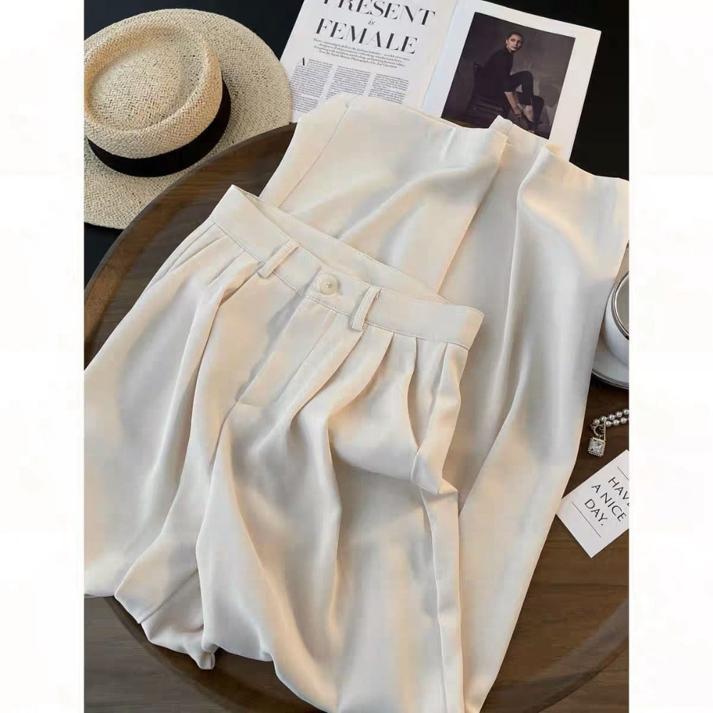 High Waisted Pleated Trousers for Women - Nina