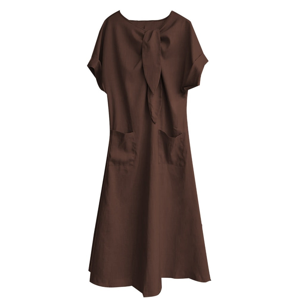Maxi Dress with Bow and Pockets for Women - Maddalena