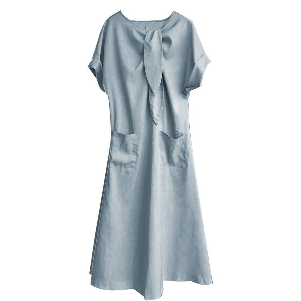 Maxi Dress with Bow and Pockets for Women - Maddalena