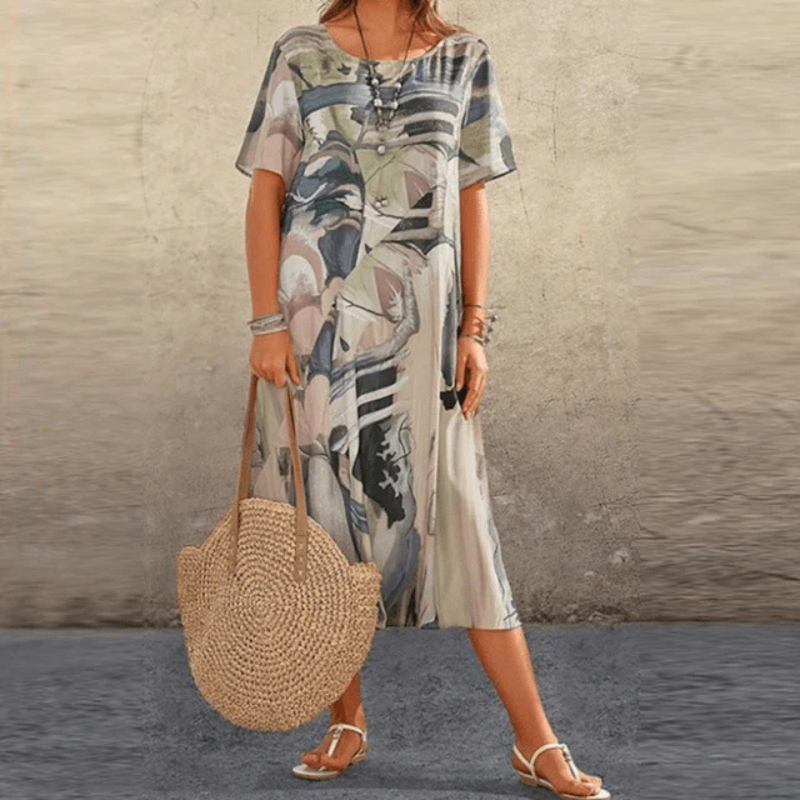 Comfortable Printed Midi Summer Dress for Women | Lightweight Casual Style