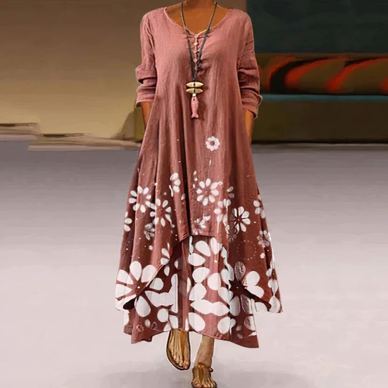 Breathable Lined Maxi Dress for Women – Long Sleeve Summer Style
