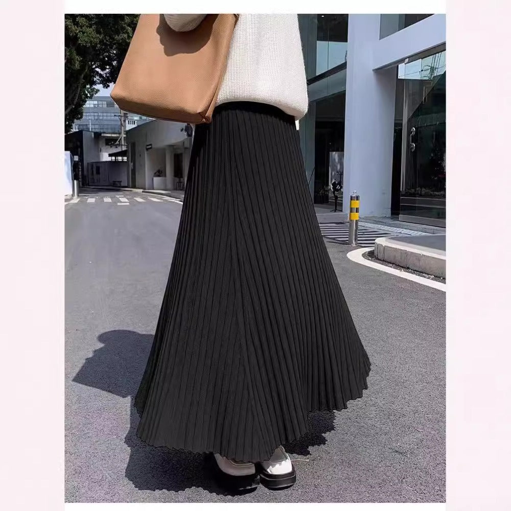 Pleated Maxi Skirt with High Waist for Women - Michela