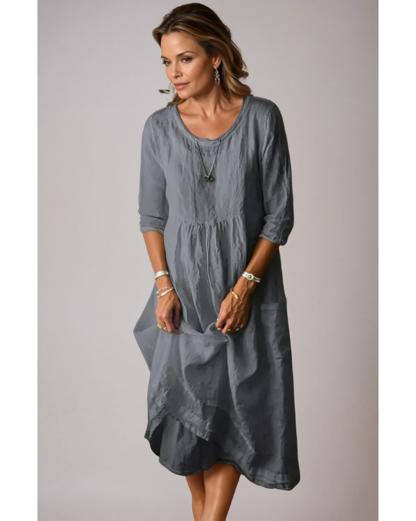 Stylish Midi Dress with 3/4 Sleeves for Women