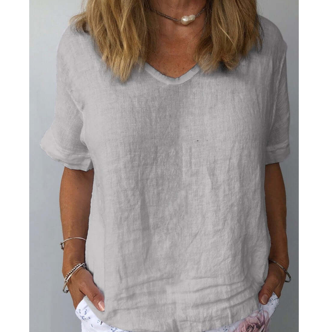 Casual Loose Fit V-Neck Top for Women