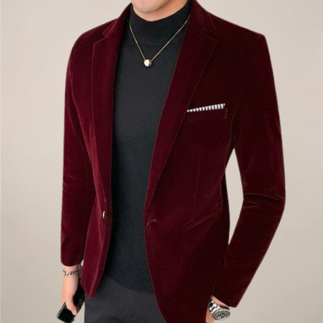 Men's Notched Lapel Formal Blazer Jacket | Slim Fit