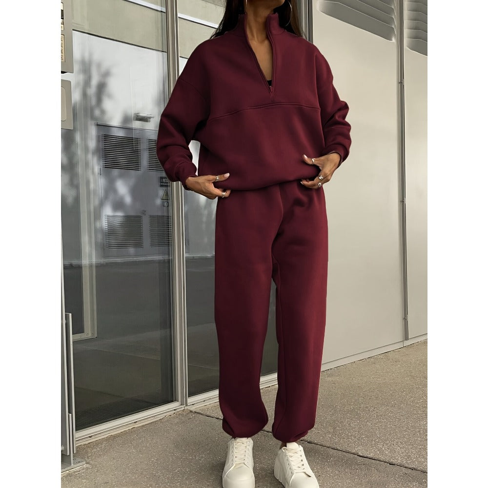 Half Zip Sweatshirt and Jogger Set for Women - Stefania