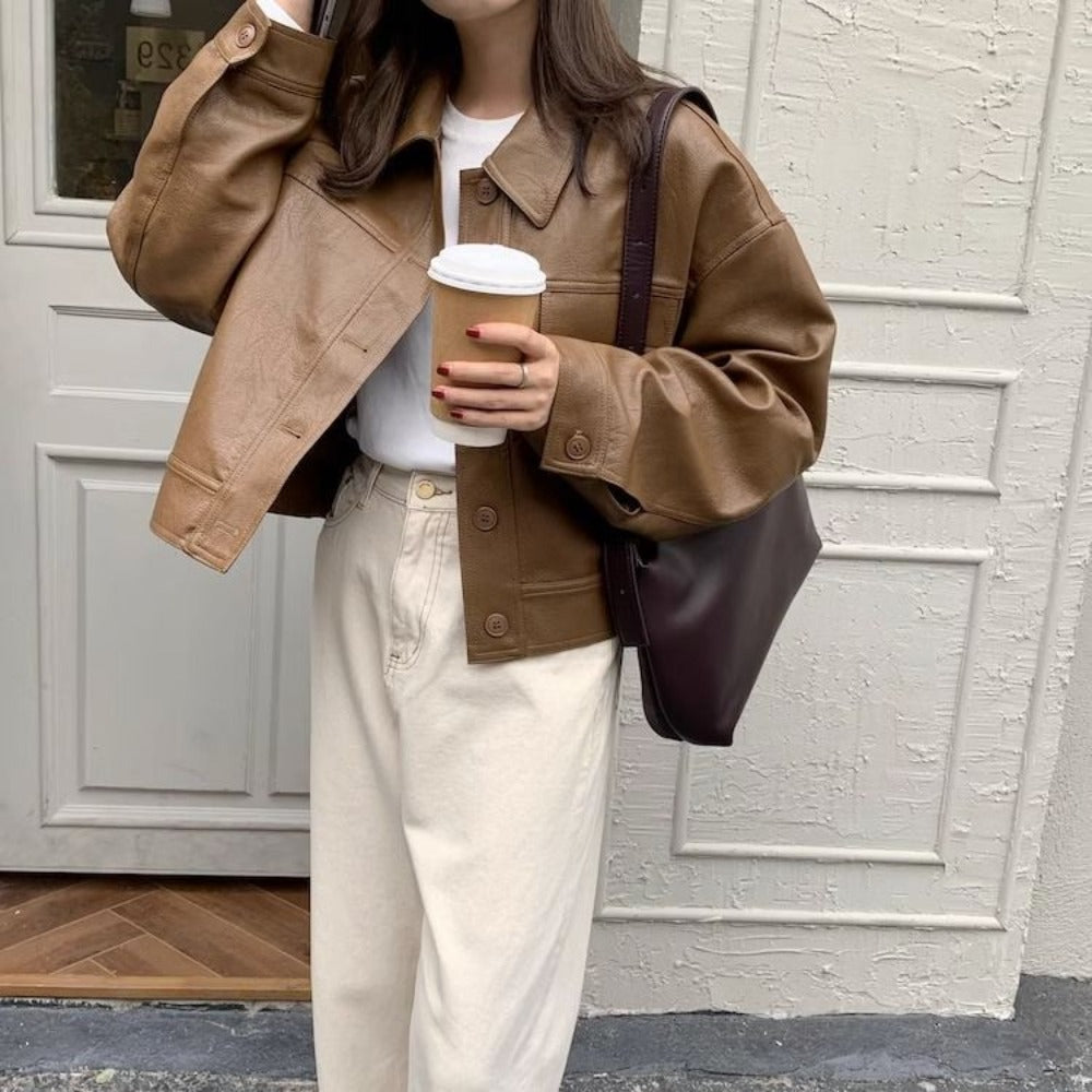 Oversized Faux Leather Jacket for Women - Selvaggia