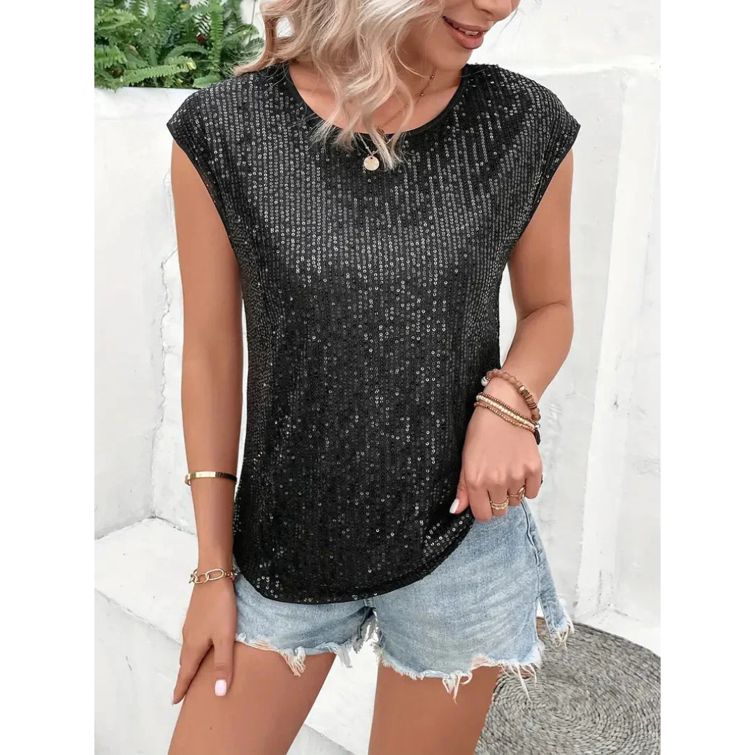Chic Sequin Short-Sleeve Top for Women