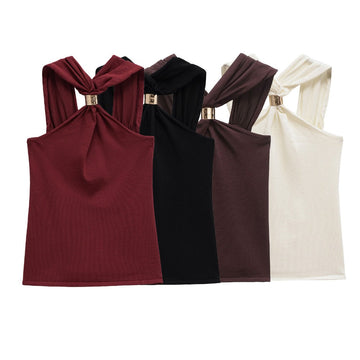 Sleeveless Knot Strap Tank Top in Multiple Colors for Women - Livia