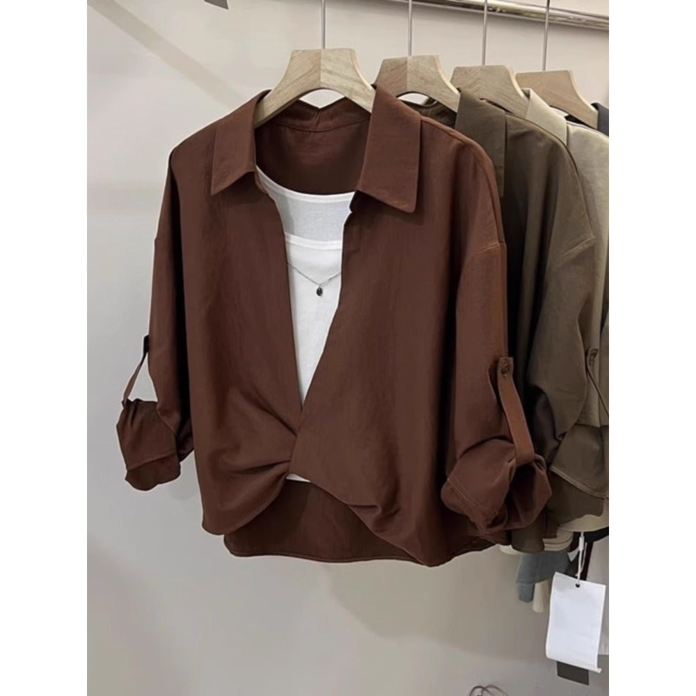 Faux Two Piece Long Sleeve Blouse for Women - Fiammetta