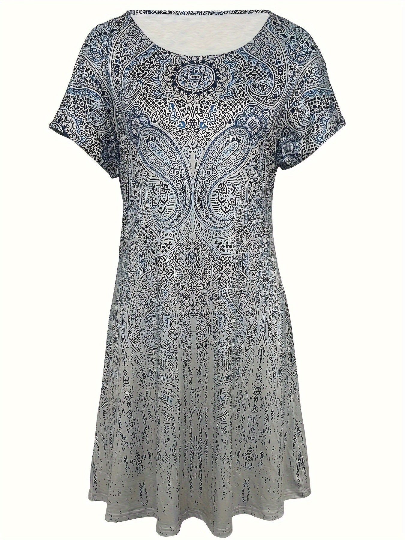 Women’s Summer Mini Dress with Crew Neck and Short Sleeves