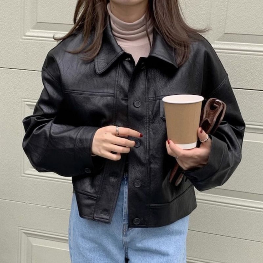 Oversized Faux Leather Jacket for Women - Selvaggia