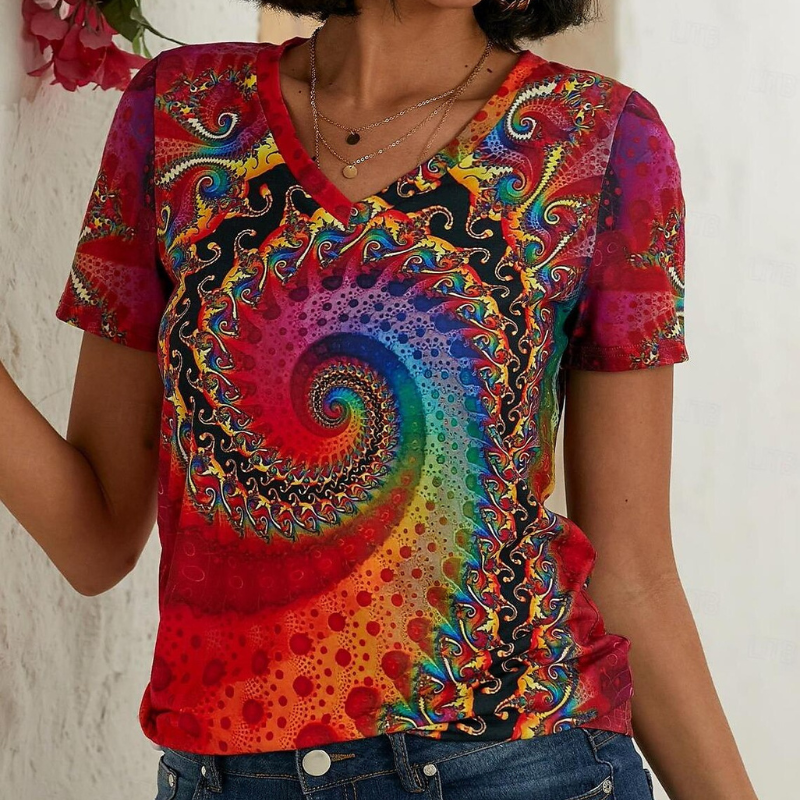 Soft Summer Top with V-Neck and Short Sleeves for Women