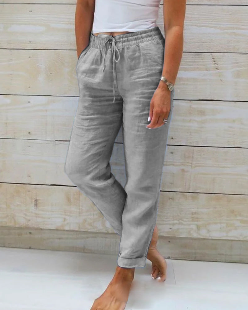 Comfy Cropped Lounge Pants for Women – Elastic Waist