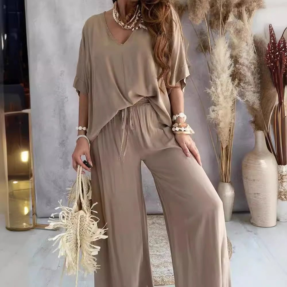Two-Piece Set with Wide Leg Pants for Women - Matilde