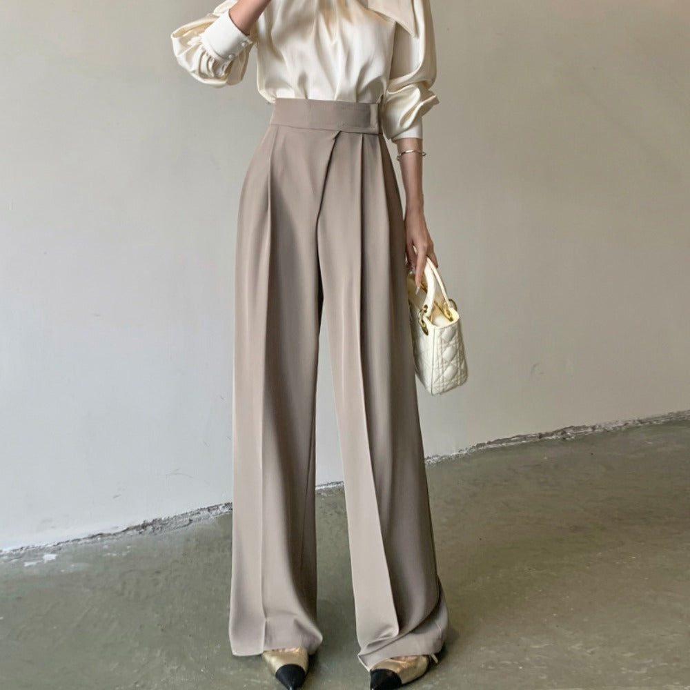 High-Waist Wide-Leg Trousers for Women - Rosa
