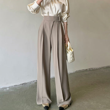 High-Waist Wide-Leg Trousers for Women - Rosa