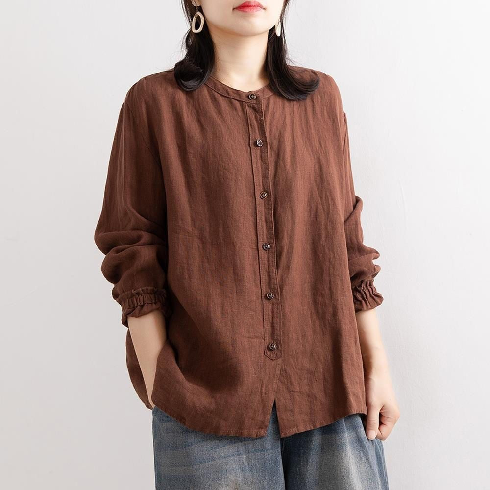 Long Sleeve Button Up Blouse for Women - Viola