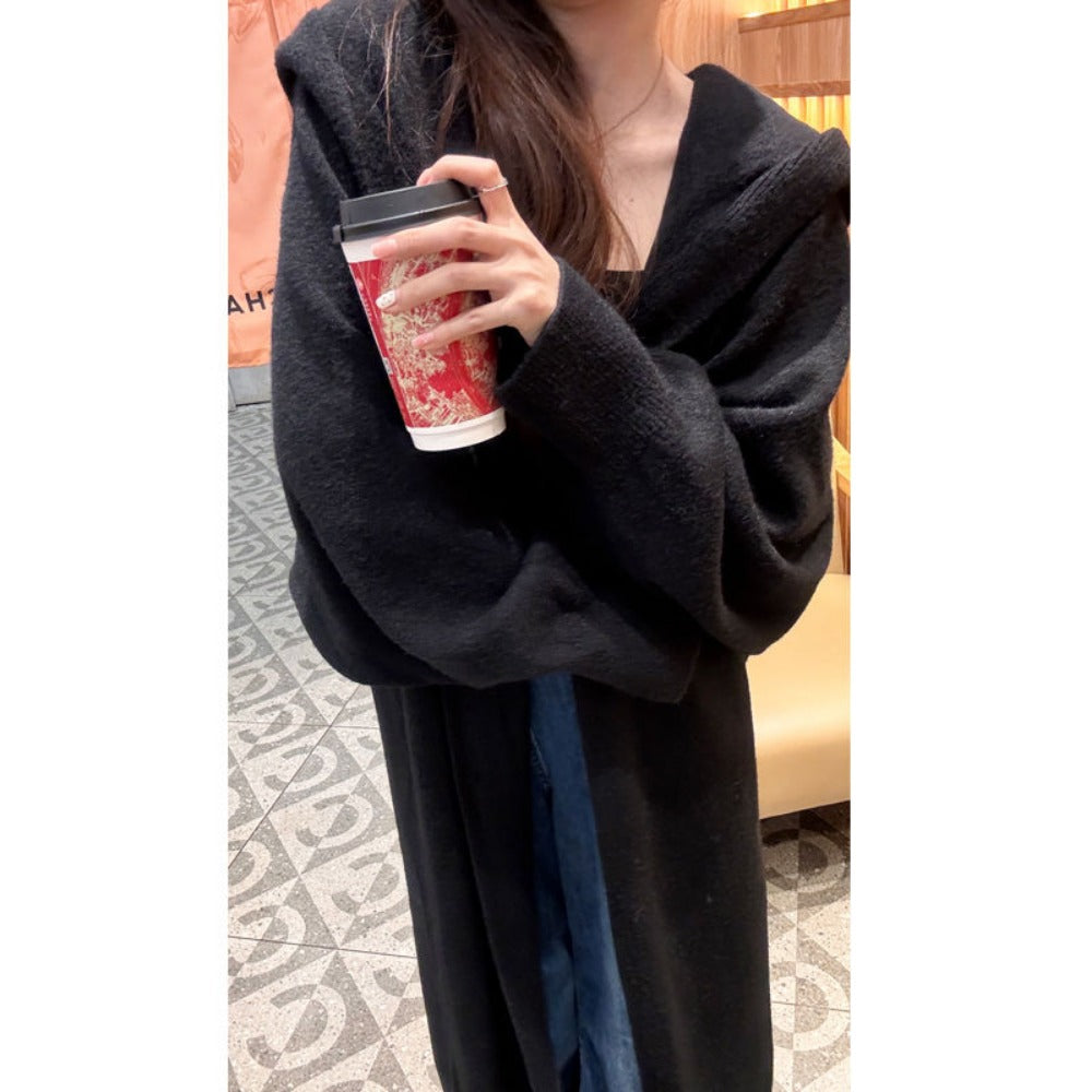 Long Knit Hooded Cardigan for Women - Ilaria