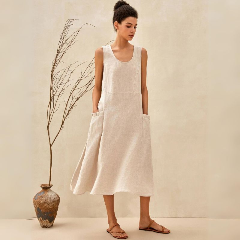 Casual Midi Summer Dress with Round Neck for Women | Comfortable Everyday Style