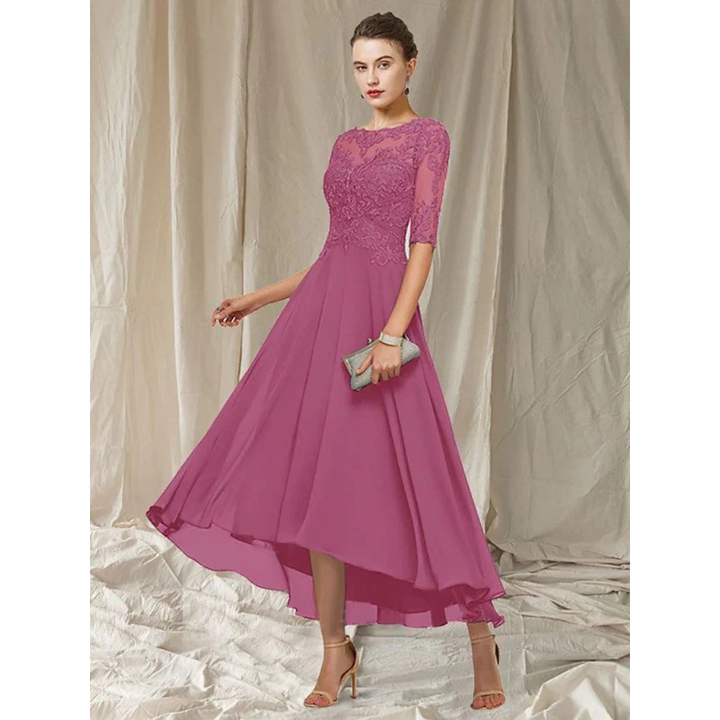 Elegant Midi Dress with 3/4 Sleeves for Women | Classic Feminine Style