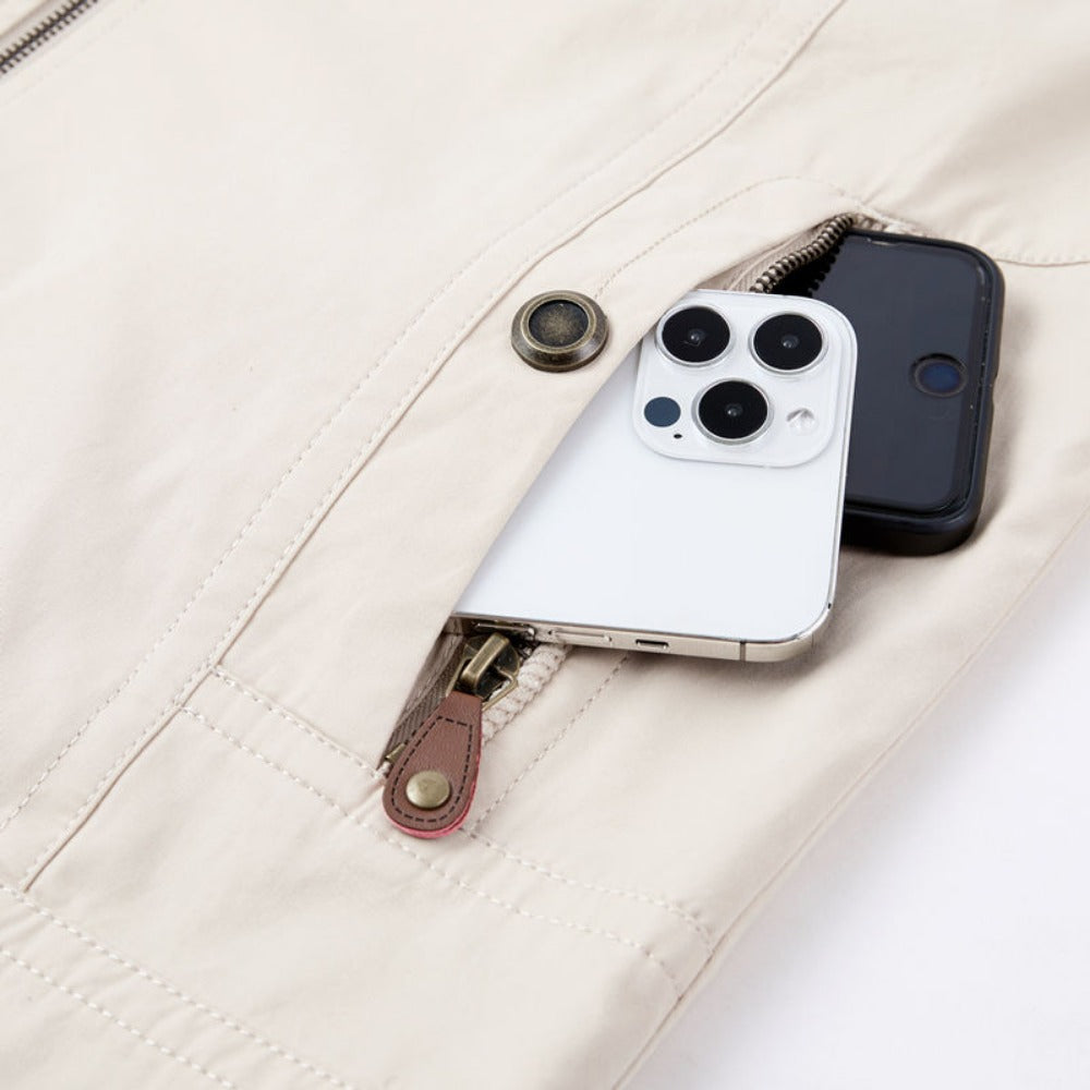 Reversible Lightweight Jacket with Zipper Pockets for Men - Azzurra