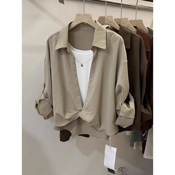 Faux Two Piece Long Sleeve Blouse for Women - Fiammetta