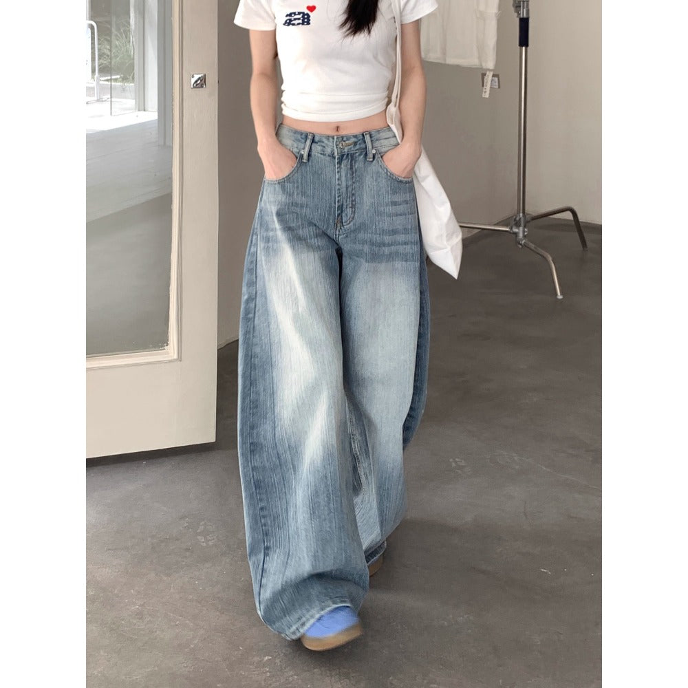 Light Blue Wide Leg High Waist Jeans for Women - Michela