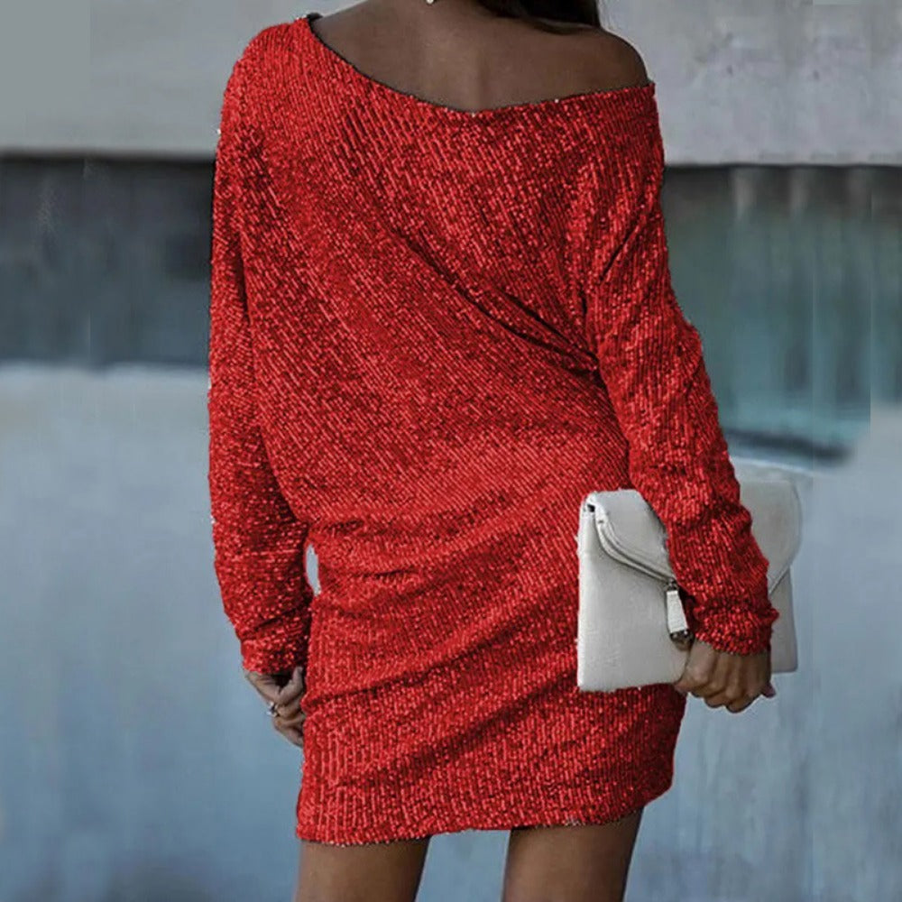Sequin Off-Shoulder Mini Dress for Women - Elena