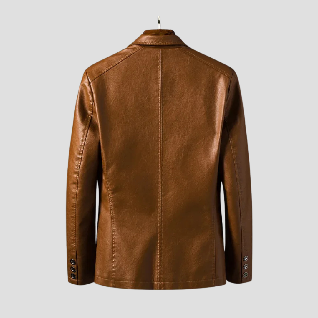 Men's Lapel Leather Jacket | Business