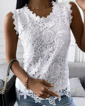 Casual Sleeveless Lace Tank Top for Women | Stylish Summer Top