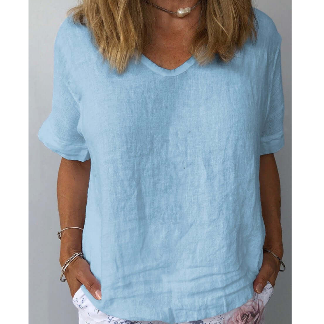 Casual Loose Fit V-Neck Top for Women