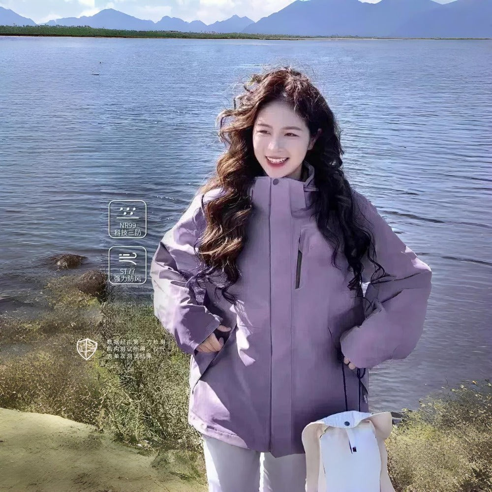 High Neck Zipper Jacket with Pockets for Women - Federica