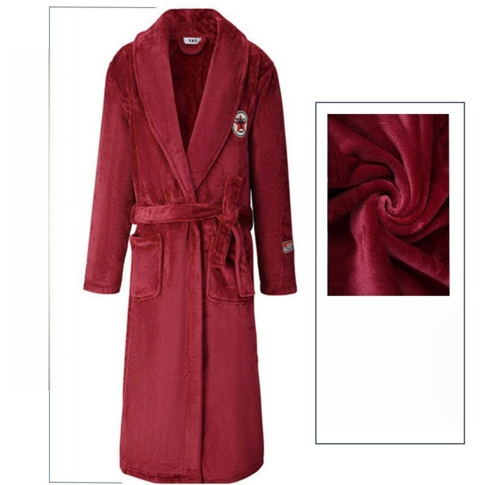Fleece Bathrobe with Belt and Pockets for Men - Alessandra