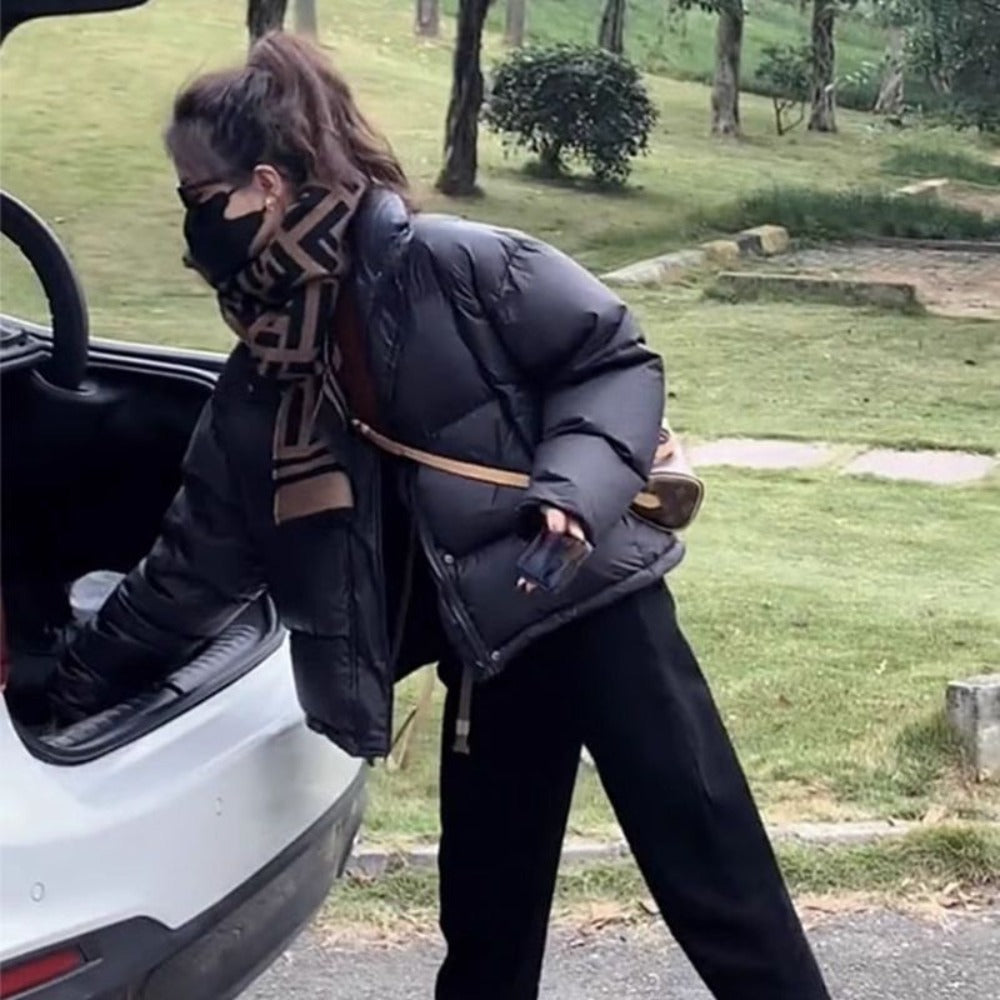 Puffer Jacket with High Collar for Women - Ada