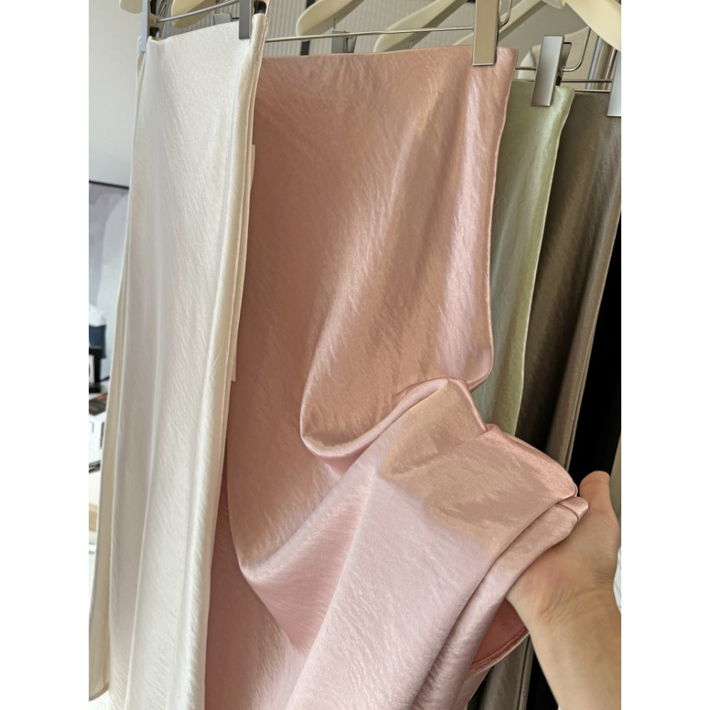 Solid Color Satin Midi Skirt for Women - Vincenza