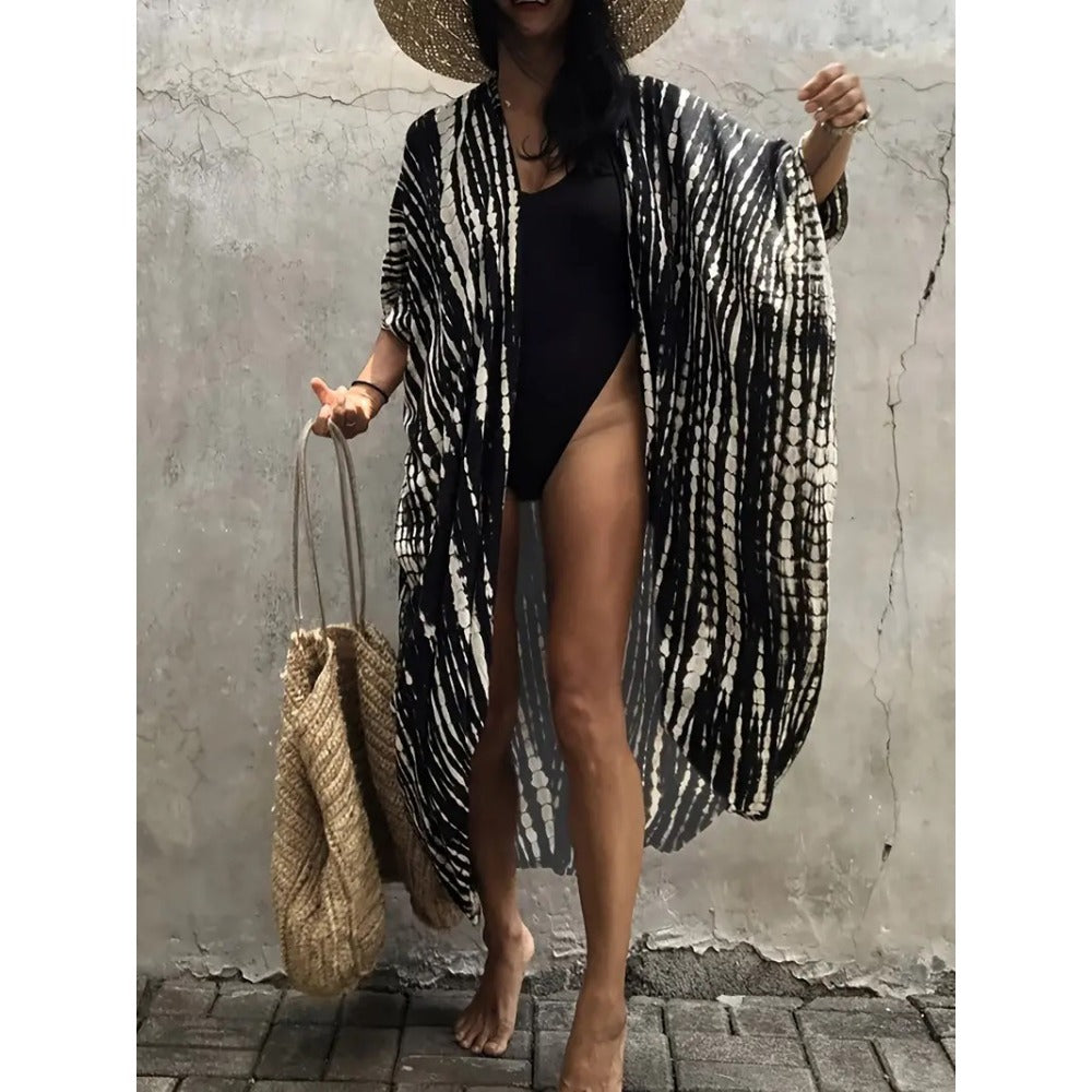 Tie Dye Maxi Kimono with Belt for Women - Viola