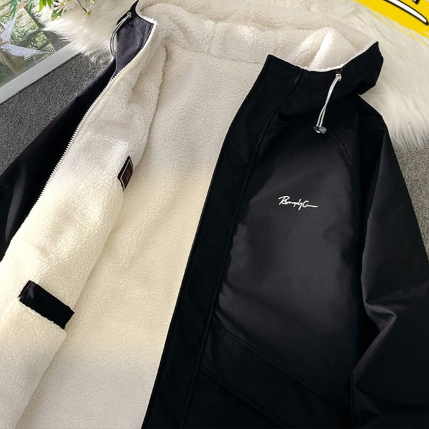 Reversible Fleece Lined Hooded Jacket for Men - Annetta