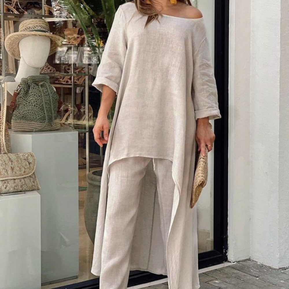 Long Tunic with Wide Leg Pants for Women - Sabrina