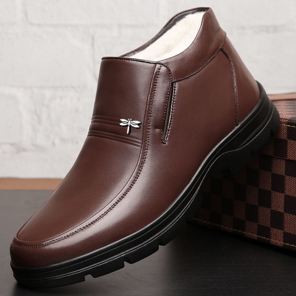 Leather Fleece Lined Winter Boots for Men - Serena