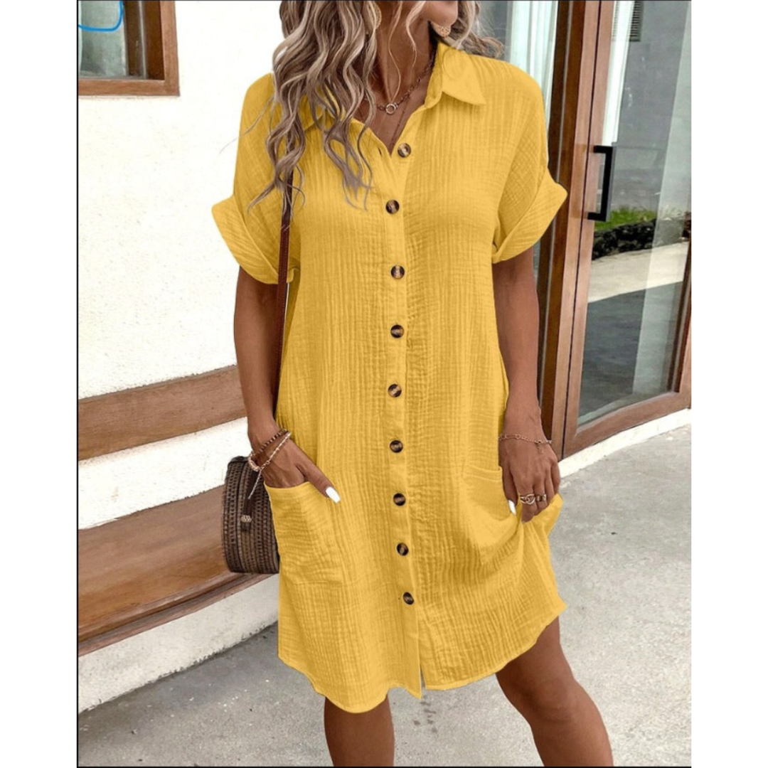 Summer Shirt Dress with Button Placket for Women | Casual Chic Style