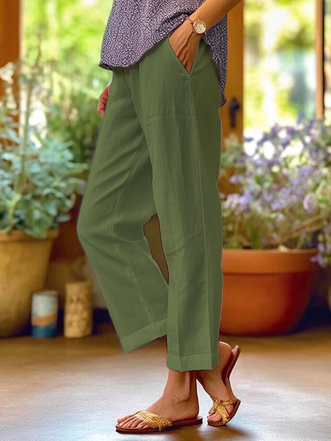 Breathable Loose Linen Wide Leg Casual Trousers for Women