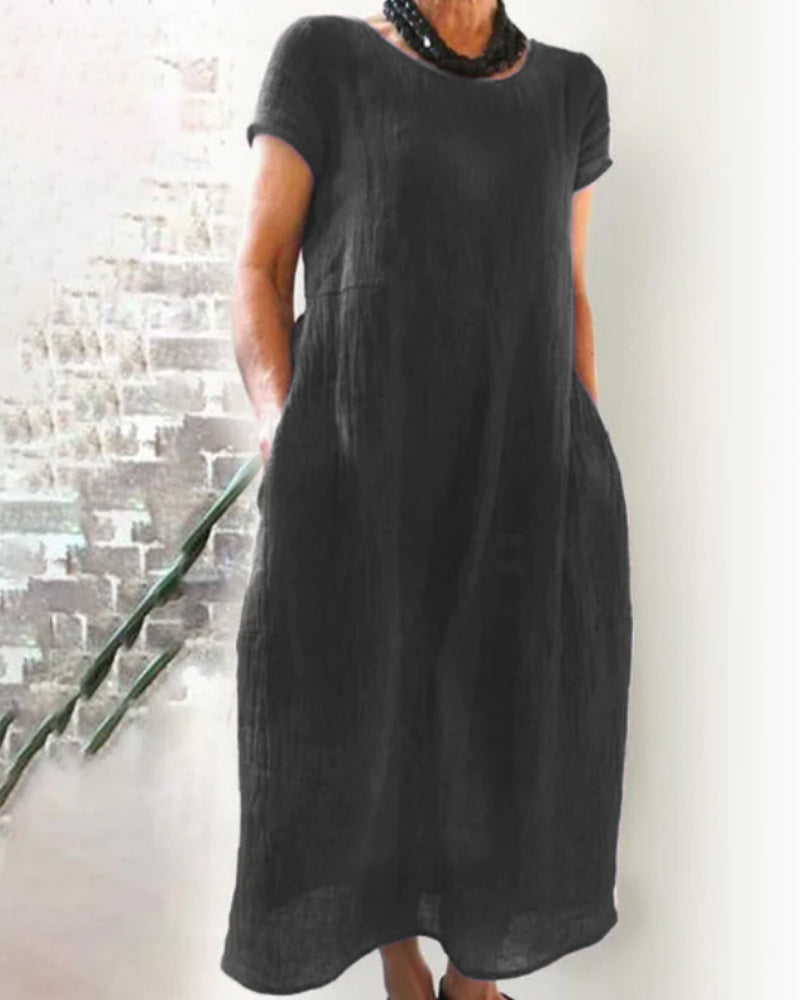 Comfortable Midi Dress with Short Sleeves for Women | Casual Everyday Style