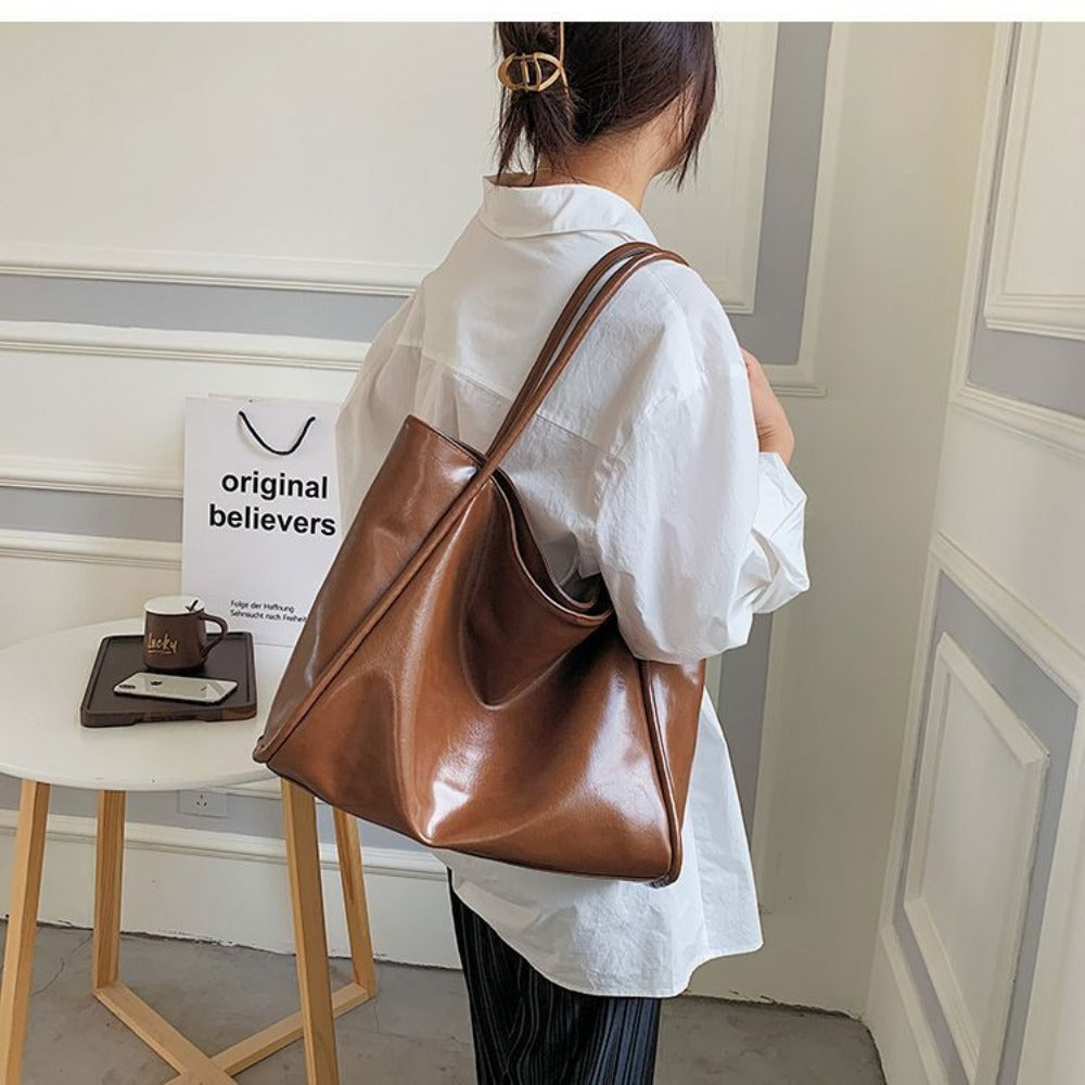 Large Faux Leather Shoulder Bag for Women - Raffaella