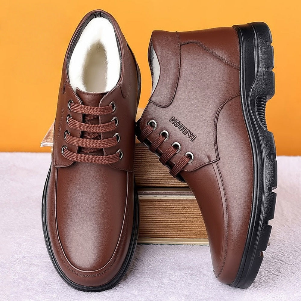 Leather Fleece Lined Winter Boots for Men - Serena