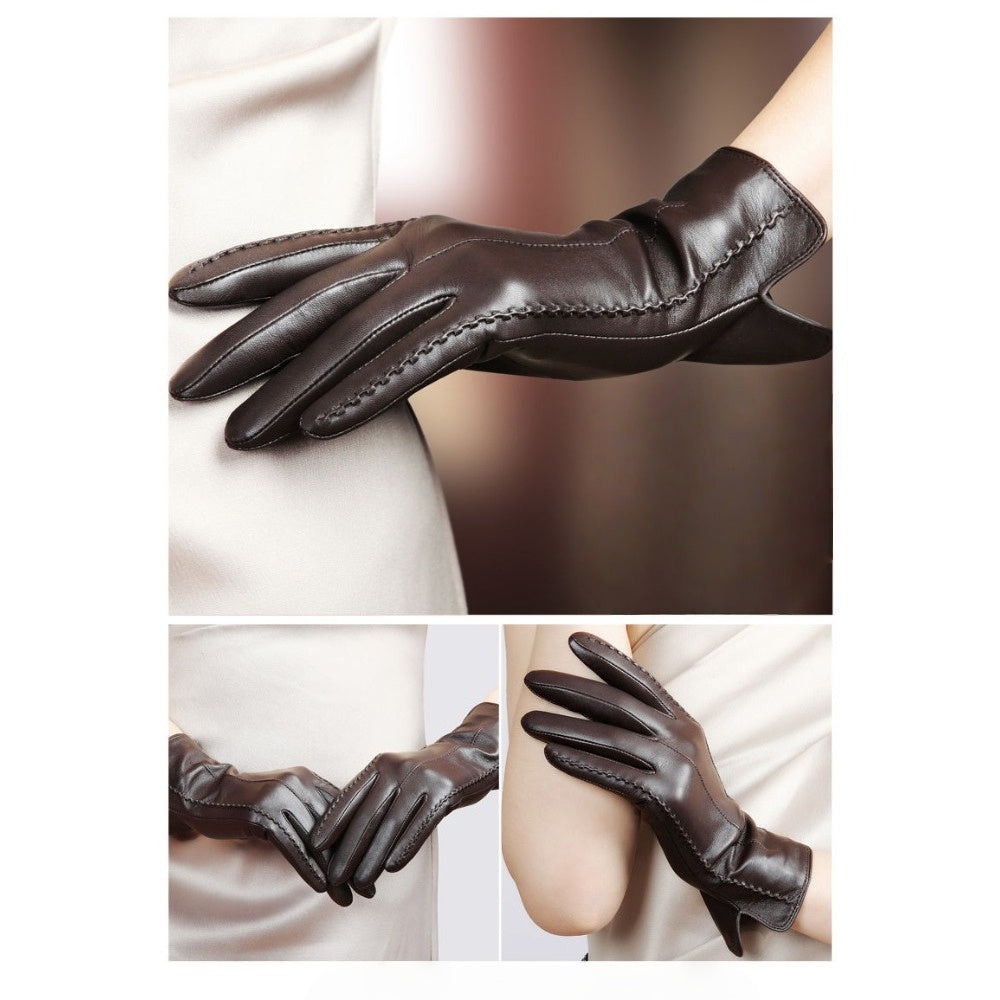 Sheepskin Leather Fleece Lined Gloves for Women - Bruna